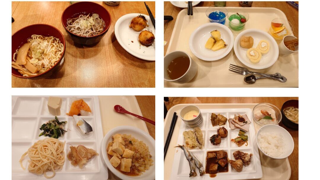ホテル湯西川の夕食バイキングで食べた料理や麺類、デザート